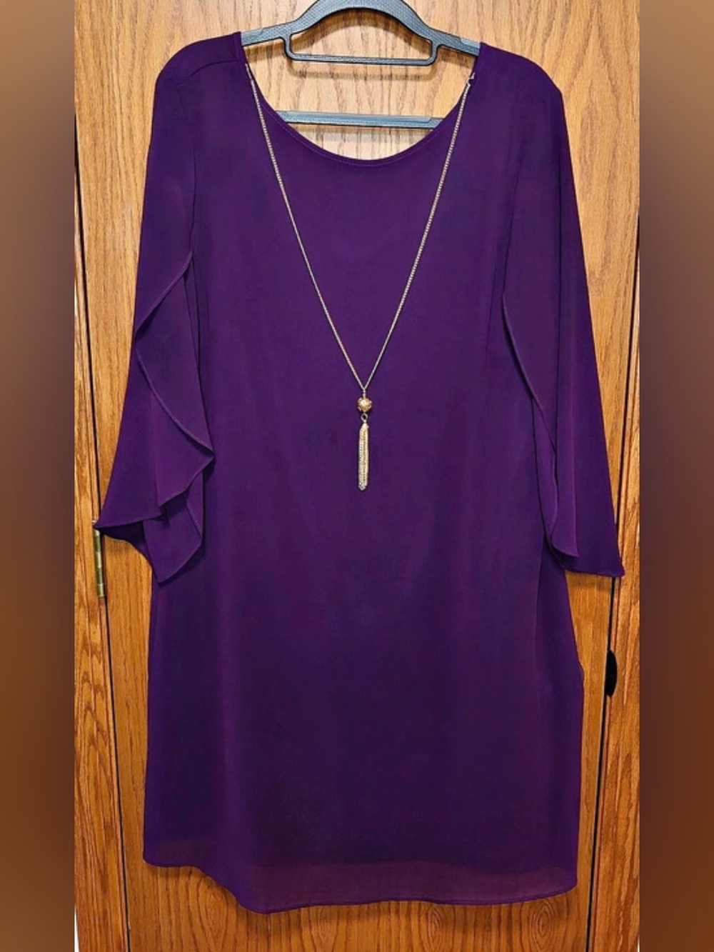 Women's Dress Barn Purple Wine Knee Length Dress Size 14 Like New